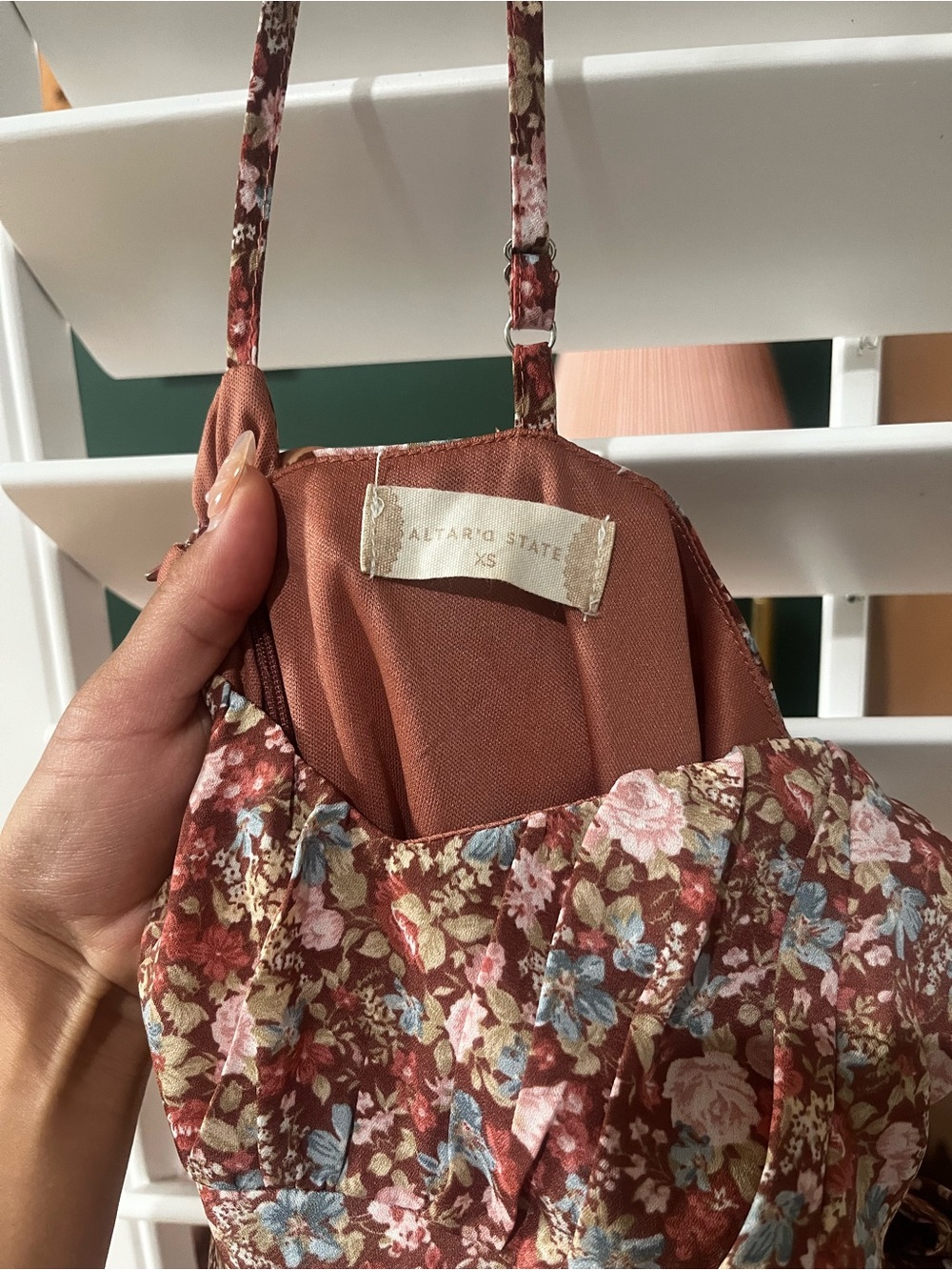 Floral Tiered Sundress with Spaghetti Straps - Burgundy Floral - Picture 5 of 5